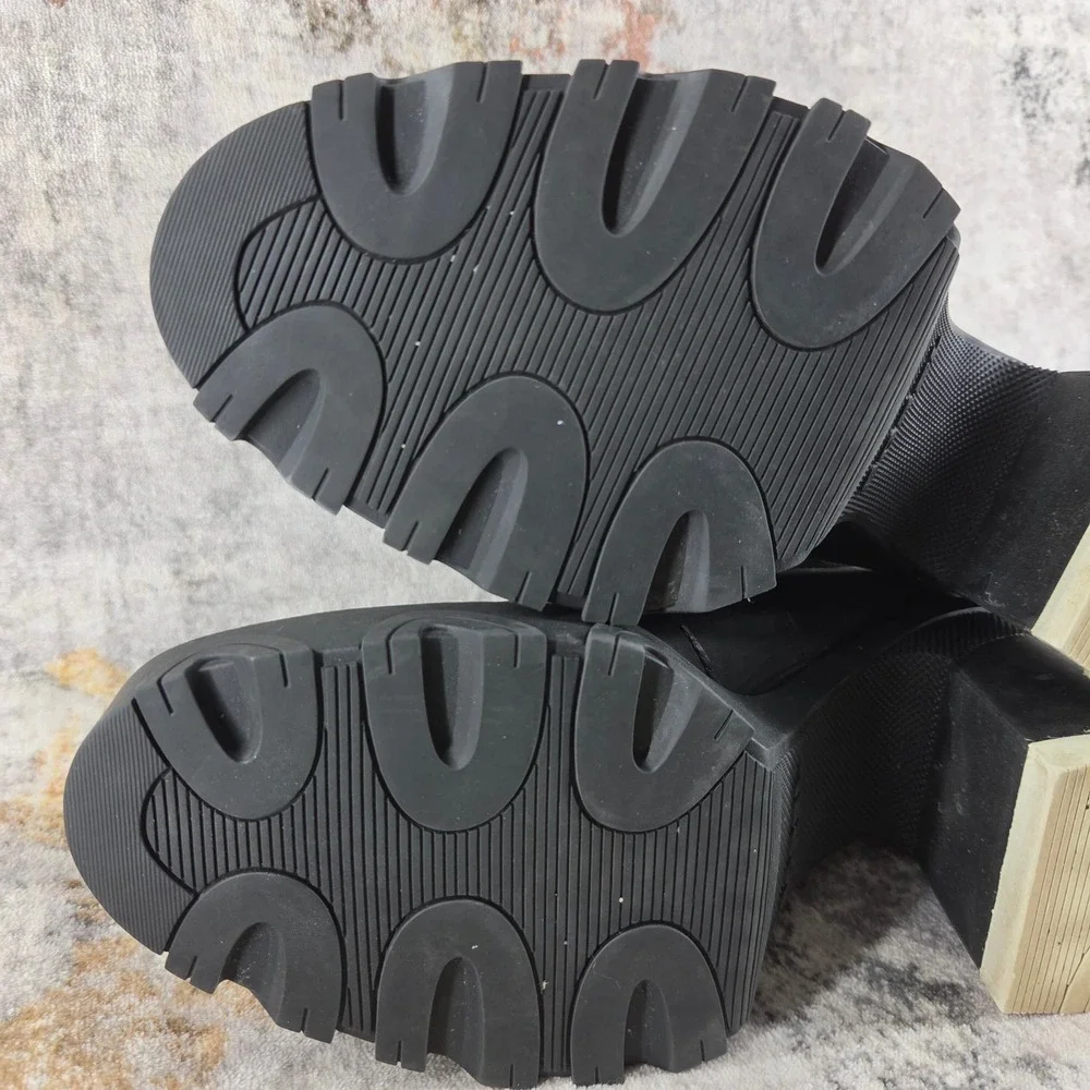 Sorel Brex Waterproof Platform Block Heel Chelsea Boots Womens 9.5 Black Winter